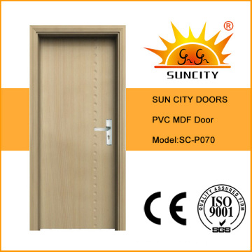 New Design Single Interior Flat PVC Door for Bedroom (SC-P070)